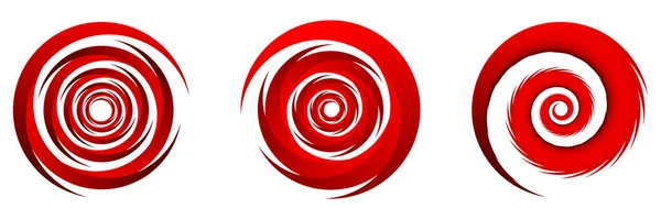 Conjunto Elementos Espiral Abstrata Vermelha Redemoinho Giro Redemoinho Ícones Cocleares —  Vetores de Stock