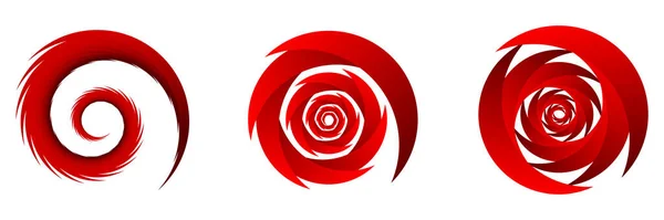 Conjunto Elementos Espiral Abstracta Roja Remolino Giro Giro Cochlear Hélice — Archivo Imágenes Vectoriales