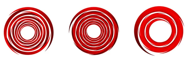 Set Red Abstract Spiral Swirl Twirl Whirl Elements Cochlear Helix — Stock Vector