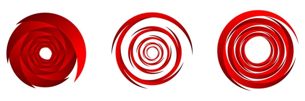 Set Aus Roten Abstrakten Spiral Wirbel Wirbel Und Wirbelelementen Cochlear — Stockvektor