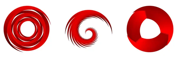 Conjunto Elementos Espiral Abstracta Roja Remolino Giro Giro Cochlear Hélice — Archivo Imágenes Vectoriales