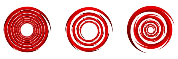 Ensemble Éléments Abstraits Rouges Spirale Tourbillon Tourbillon Tourbillon Icônes Cochléaire — Image vectorielle