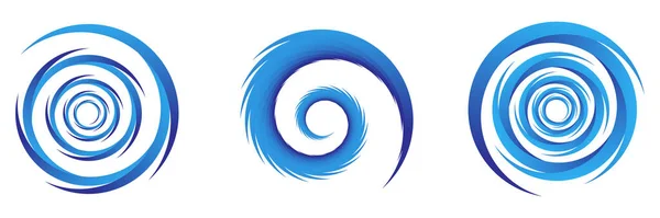 Conjunto Elementos Espiral Abstracta Azul Remolino Giro Giro Cochlear Hélice — Vector de stock