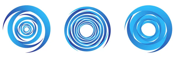 Ensemble Éléments Abstraits Bleu Spirale Tourbillon Tourbillon Tourbillon Cochléaire Hélice — Image vectorielle