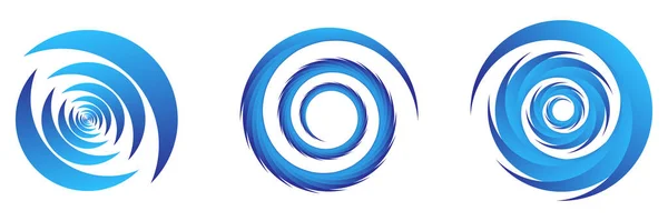 Conjunto Elementos Espiral Abstracta Azul Remolino Giro Giro Cochlear Hélice — Vector de stock
