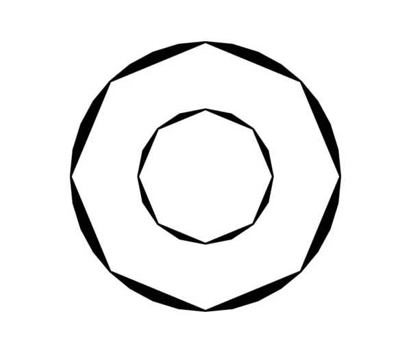 Eenvoudig Abstract Radiaal Concentrisch Motief Mandala Icoon Symbool — Stockvector
