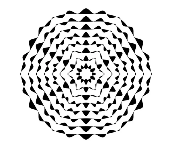 Simples Abstrato Radial Motivo Concêntrico Ícone Mandala Símbolo — Vetor de Stock