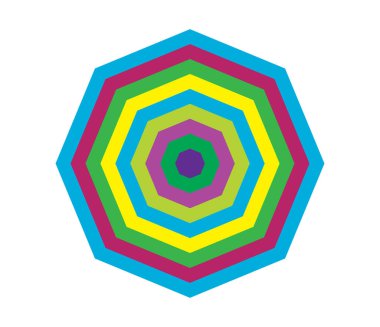 Basit soyut radyal, eşmerkezli motif, mandala simgesi ve sembol