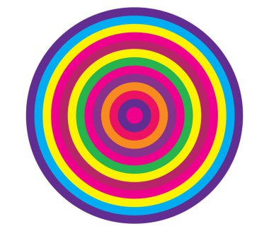 Basit soyut radyal, eşmerkezli motif, mandala simgesi ve sembol