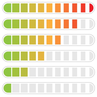 İlerleme çubuğu. Basamaklar, aşamalar, seviye göstergesi. Metre ölçer. Rütbe, not, sahne şeması, grafik