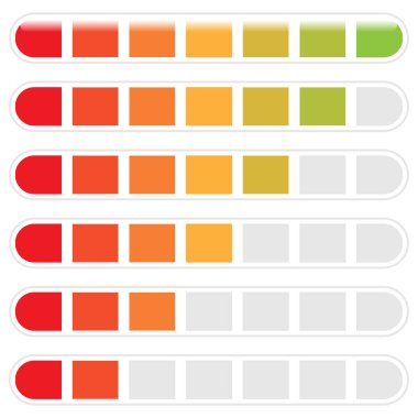 İlerleme çubuğu. Basamaklar, aşamalar, seviye göstergesi. Metre ölçer. Rütbe, not, sahne şeması, grafik