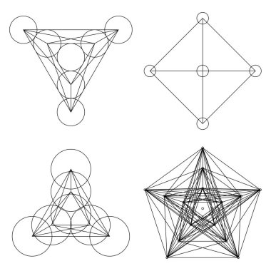 Geometrik formasyon, simge, sembol. Soyut geometriyle vektör illüstrasyonu