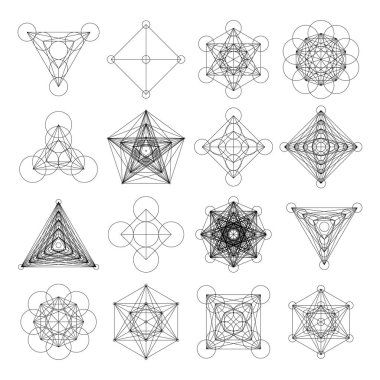 Geometrik formasyon, simge, sembol. Soyut geometriyle vektör illüstrasyonu