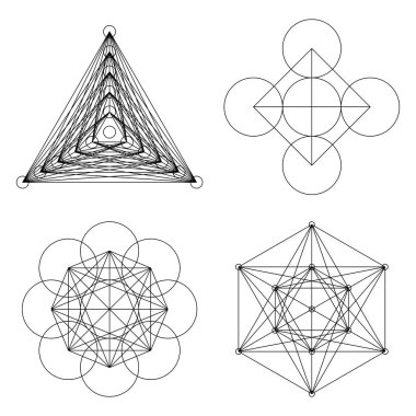 Geometrik formasyon, simge, sembol. Soyut geometriyle vektör illüstrasyonu