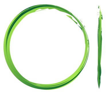 Yeşil grungy, grunge circle ve fırça darbesi. Sketchy, doodle freehand paint, paint splat, splatter effect - stock vektör illüstrasyon, clip-art graphics