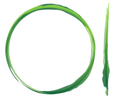 Yeşil grungy, grunge circle ve fırça darbesi. Sketchy, doodle freehand paint, paint splat, splatter effect - stock vektör illüstrasyon, clip-art graphics