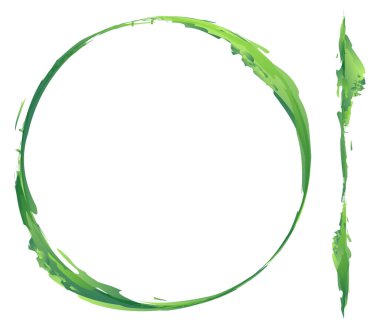 Yeşil grungy, grunge circle ve fırça darbesi. Sketchy, doodle freehand paint, paint splat, splatter effect - stock vektör illüstrasyon, clip-art graphics