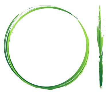 Yeşil grungy, grunge circle ve fırça darbesi. Sketchy, doodle freehand paint, paint splat, splatter effect - stock vektör illüstrasyon, clip-art graphics