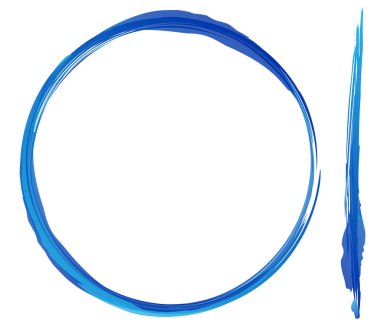 Mavi akk, su kirli, grunge dairesi ve fırça darbesi. Sketchy, doodle freehand paint, paint splat, splatter effect - stock vektör illüstrasyon, clip-art graphics