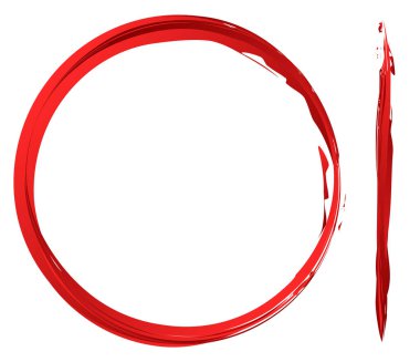 Kırmızı grungy, grunge circle and brush with skechy, doodle freehand paint, paint splat, splatter effect - stock vektör ilüstrasyon, clip-art graphics