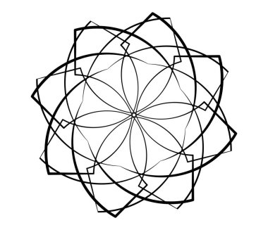 Mandala yayılıyor. Dairesel geometrik motif, simge, şekil - stok vektör çizimi, klip- sanat grafikleri