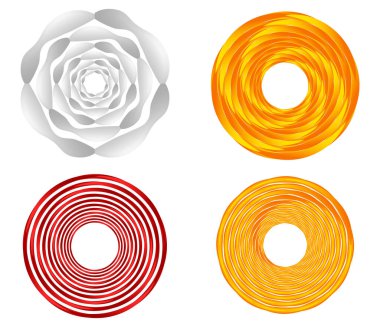 Soyut geometrik çember, halka tasarım elemanı. Dairesel, konsantre daire. Girdap, girdap, sarmal ve girdap şekli, simge, sembol - stok vektör illüstrasyonu, klip- sanat grafikleri