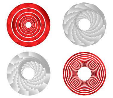 Soyut geometrik çember, halka tasarım elemanı. Dairesel, konsantre daire. Girdap, girdap, sarmal ve girdap şekli, simge, sembol - stok vektör illüstrasyonu, klip- sanat grafikleri