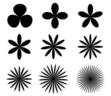 Basit çiçek şekilleri, taç yaprakları silueti - stok vektör illüstrasyonu, klip- sanat grafikleri