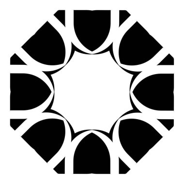 Simetrik, aynalı dairesel mandala, motif soyut geometrik daire simgesi, sembol - stok vektör illüstrasyonu, klip-sanat grafikleri