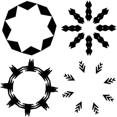 Simetrik, aynalı dairesel mandala, motif soyut geometrik daire simgesi, sembol - stok vektör illüstrasyonu, klip-sanat grafikleri