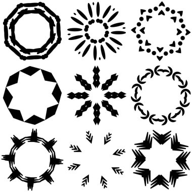 Simetrik, aynalı dairesel mandala, motif soyut geometrik daire simgesi, sembol - stok vektör illüstrasyonu, klip-sanat grafikleri