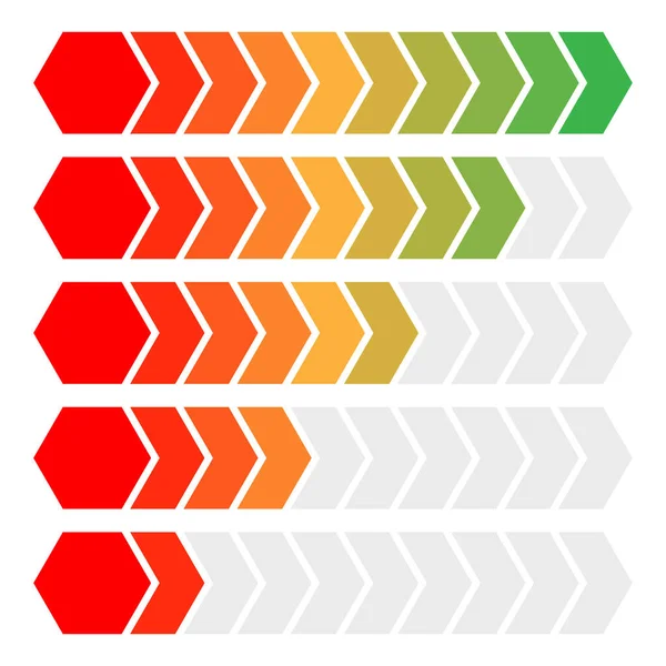 Barre Progression Étapes Phases Indicateur Niveau Compteur Mesure Classement Grade — Image vectorielle