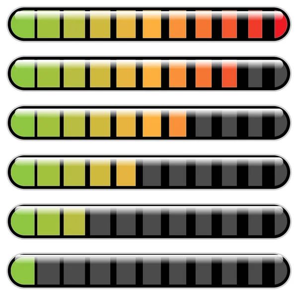 Progress Bar Steps Phases Level Indicator Yardstick Meter Rank Grade — Stock Vector