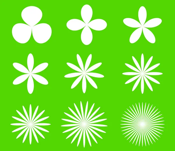 Einfache Blumenformen Blütenblätter Silhouette Stock Vektor Illustration Clip Art Grafiken — Stockvektor