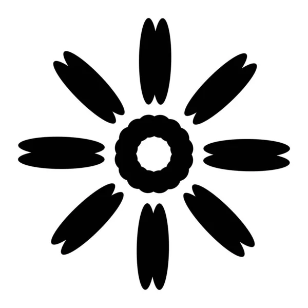 Symmetric Mirrored Circular Mandala Motif Abstract Geometric Circle Icon Symbol — Stock Vector
