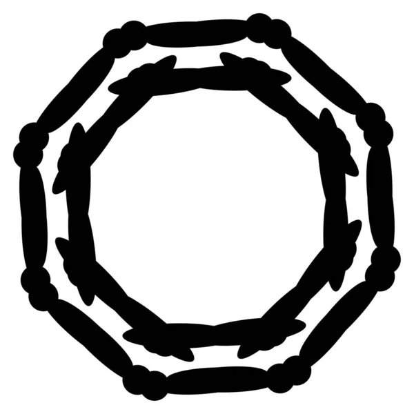 Symmetrisches Gespiegeltes Kreisförmiges Mandala Motiv Abstraktes Geometrisches Kreis Symbol Symbol — Stockvektor