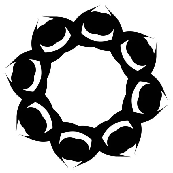 Symmetrisches Gespiegeltes Kreisförmiges Mandala Motiv Abstraktes Geometrisches Kreis Symbol Symbol — Stockvektor