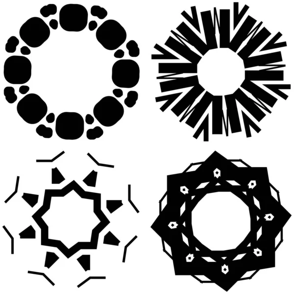 Simetri Cermin Mandala Melingkar Motif Ikon Lingkaran Geometris Abstrak Simbol - Stok Vektor