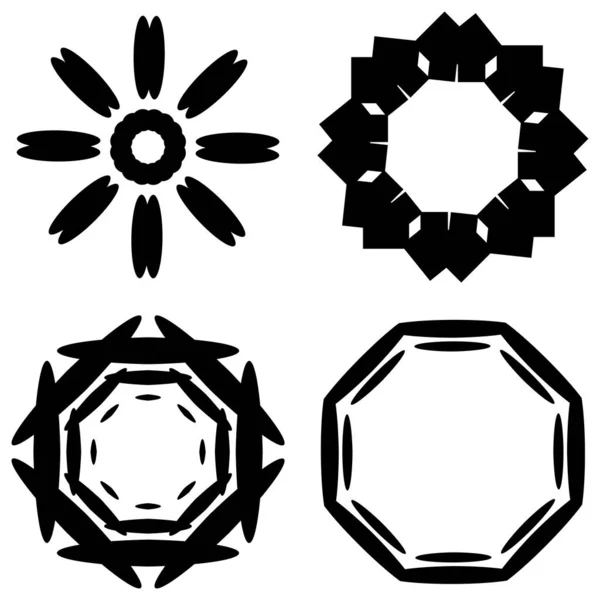 Symmetric Mirrored Circular Mandala Motif Abstract Geometric Circle Icon Symbol — Stock Vector