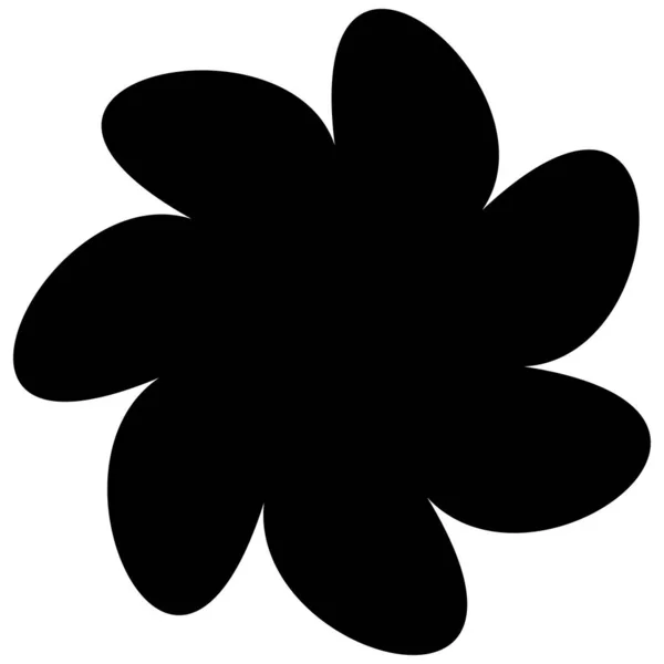 Простой Цветок Лепестки Иконка Символ Силуэта Листьев Растений Векторная Иллюстрация — стоковый вектор