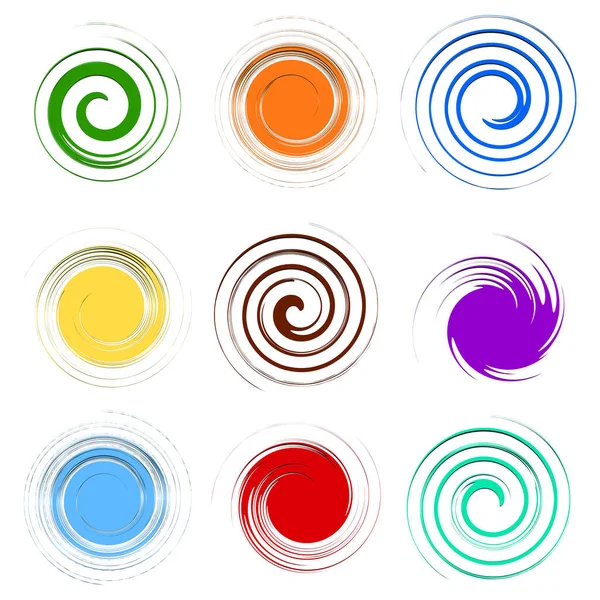 Swirl Twirl Spiral Vortex Shape Circular Radial Lines Element Rotation — Stock Vector