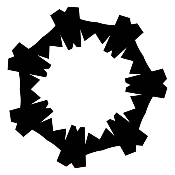 Circulair Radiaal Kunstpatroon Zwarte Geometrische Mandala Motief Icoon Silhouet Stock — Stockvector