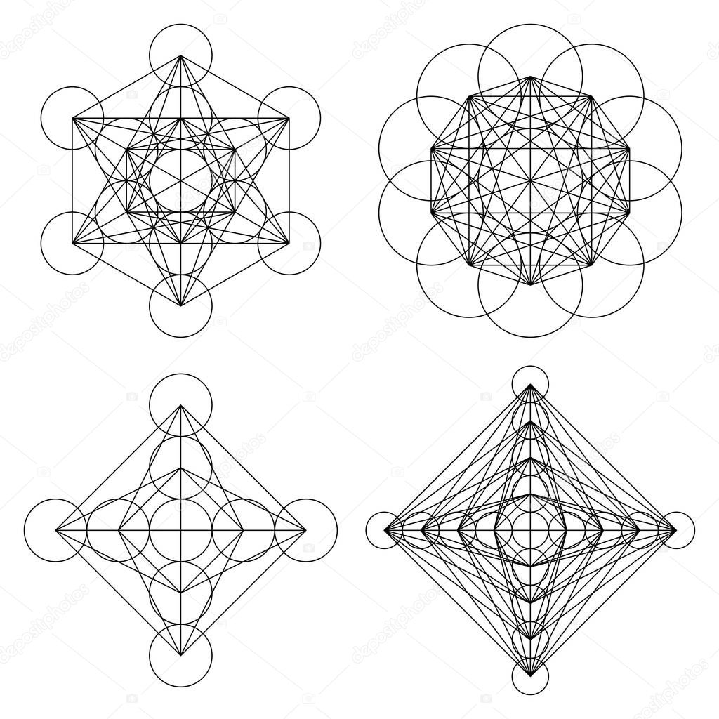 Geometric formation, icon, symbol. Vector illustration with abstract geometry