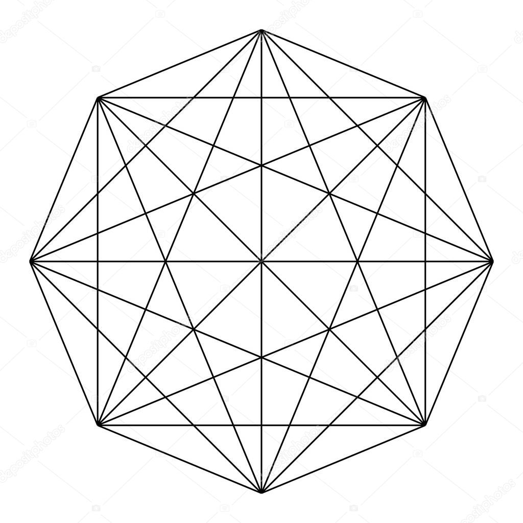 Geometric formation, icon, symbol. Vector illustration with abstract geometry