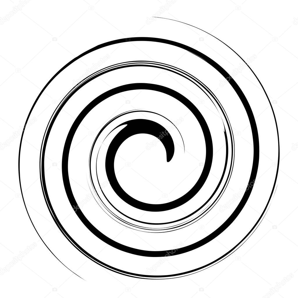 Swirl twirl, spiral, vortex shape. Circular, radial lines element with rotation effect - stock vector illustration, clip-art graphics
