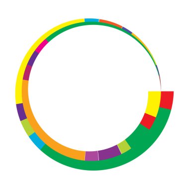 Soyut daire grafiği. Geometrik daire, halka tasarım elementi. Dairesel, eşmerkezli açısal şekil simgesi, sembol