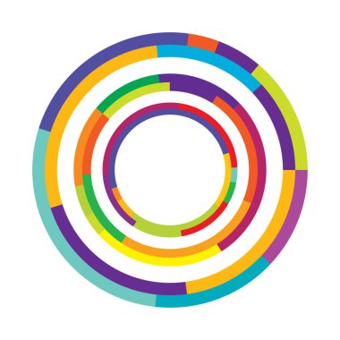 Soyut daire grafiği. Geometrik daire, halka tasarım elementi. Dairesel, eşmerkezli açısal şekil simgesi, sembol