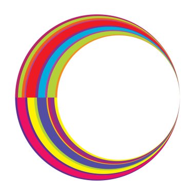 Soyut daire grafiği. Geometrik daire, halka tasarım elementi. Dairesel, eşmerkezli açısal şekil simgesi, sembol