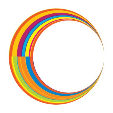 Soyut daire grafiği. Geometrik daire, halka tasarım elementi. Dairesel, eşmerkezli açısal şekil simgesi, sembol