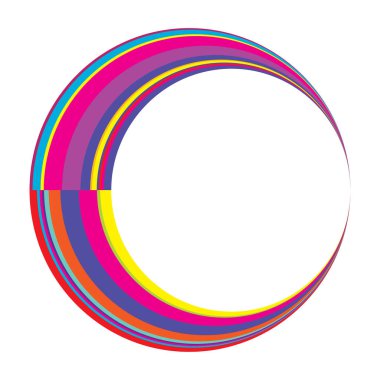 Soyut daire grafiği. Geometrik daire, halka tasarım elementi. Dairesel, eşmerkezli açısal şekil simgesi, sembol